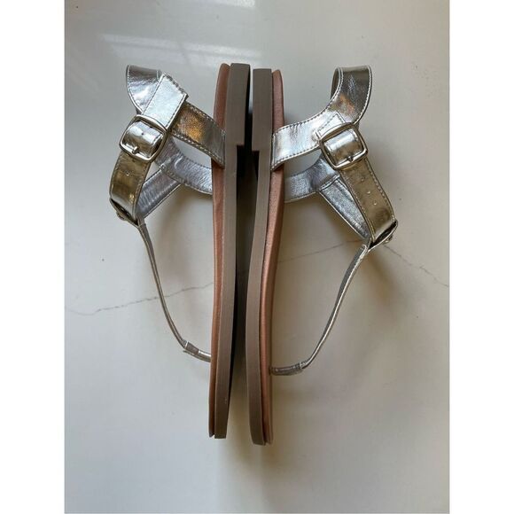 Steve Madden Tally Sandals Metallic Silver Chrome Sz 8 - Picture 4 of 9